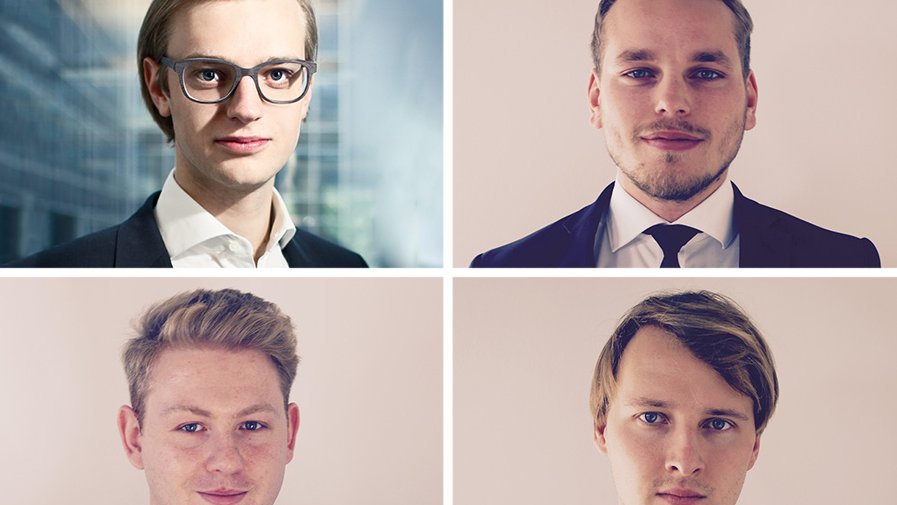 Sie gehören zu den Top "30 Under 30": Alexander Rinke (Celonis), Sinan Denemec, Moritz Knoblauch und David Fehrenbach (iuvas)