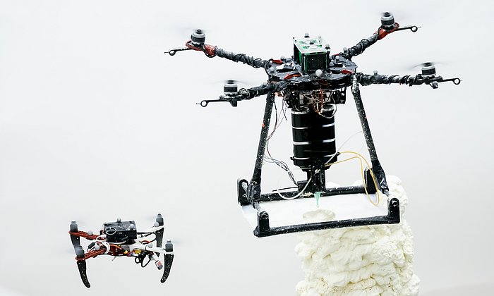 Zwei Drohnen, die für das Projekt Aerial-AM eingesetzt wurden.