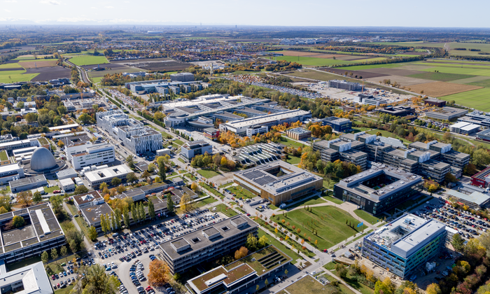 Aerial photo of the research campus in Garching near Munich