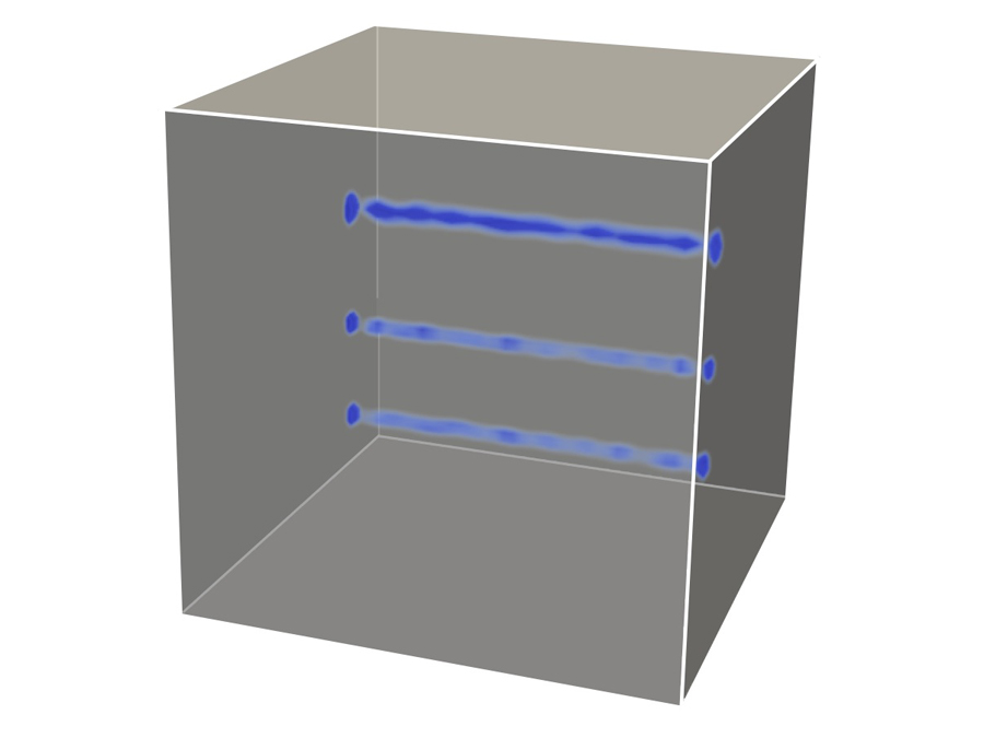Computer simulation of ultrasound measurement of a concrete-cube.