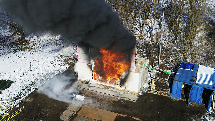 Researchers conduct large-scale fire tests here. 