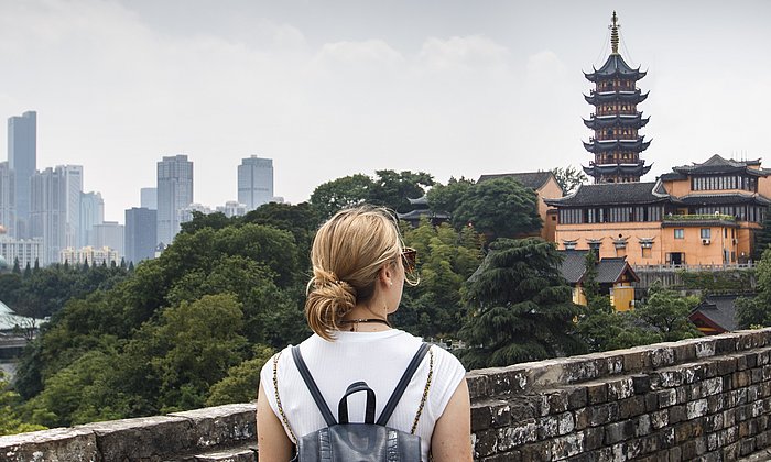 Masterstudentin Franziska Zhu bei einem Aufenthalt mit TUMexchange in China 2017 