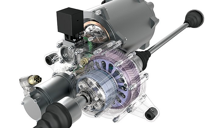 Das Leichtbau-Torque Vectoring-Getriebe des Visio.M – Bild: Siemens AG