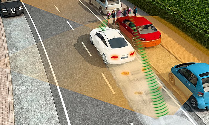 Das neue Sensorsystem berechnet die Bewegung anderer Verkehrsteilnehmer voraus - Bild: Ko-TAG