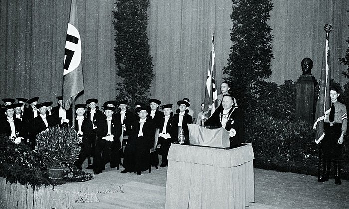 THM Rector Lutz Pistor at the Dies academicus, the annual academic celebration, 1940.