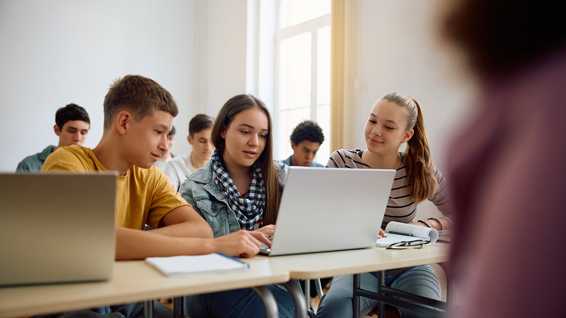 PISA-Studie digitale Informationskompetenz Jugendliche an einem Laptop