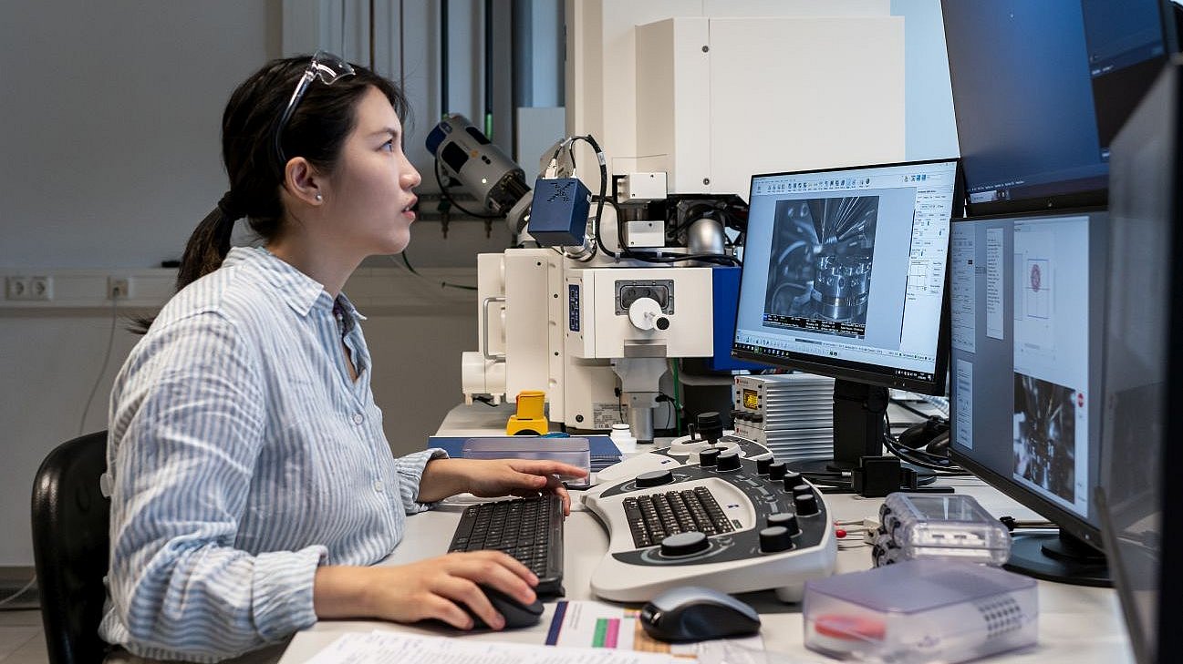 Yixiao Zhang Scanning Electron Microscopy Yixiao Zhang uses scanning electron microscopy to visualize the surface morphology of bimetallic samples that can be used as catalysts.