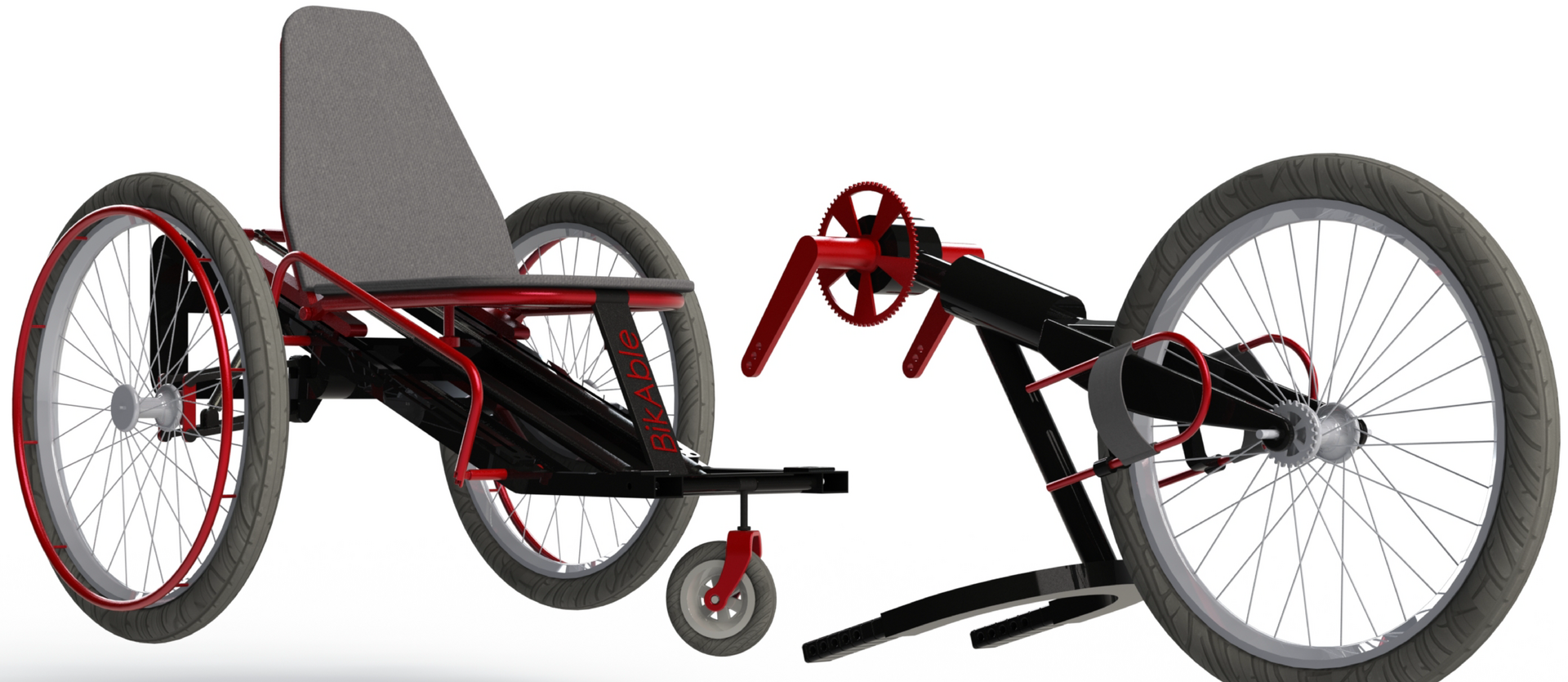 The new design combines the functions of sports equipment and wheelchair.