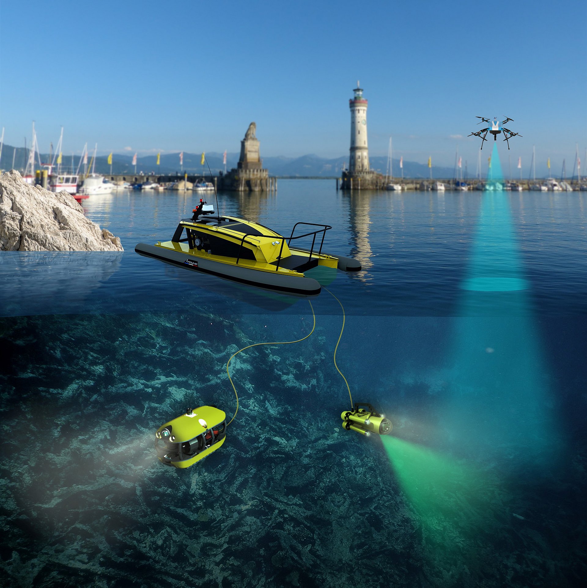 A system consisting of four robots ensures clean sea floors.