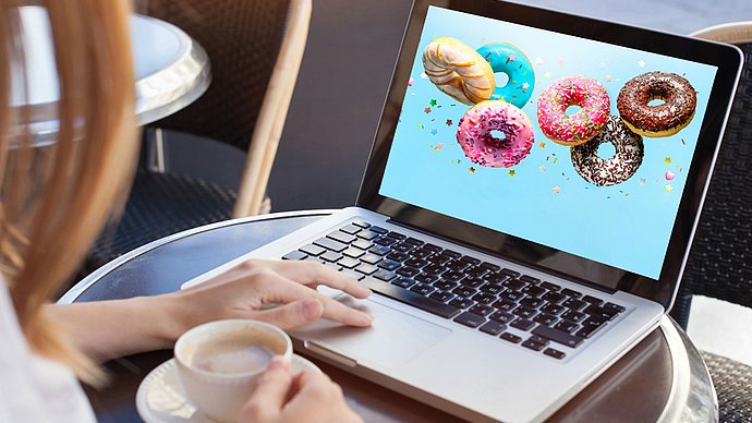 Donuts on laptop screen