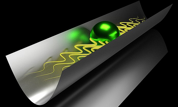 A quantum particle performing an intriguing oscillatory back-and-forth motion in a one-dimensional atomic gas. (Image: Florian Meinert / Univ. Innsbruck)