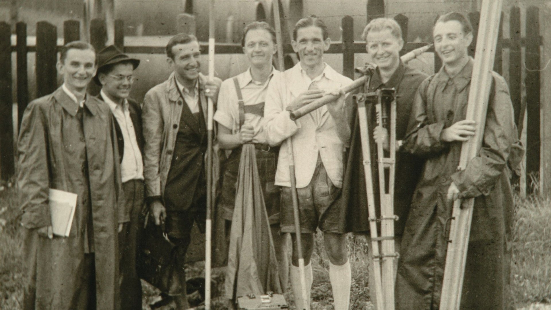 uture civil engineers on an excursion after an exercise in triangulation in the year 1950.