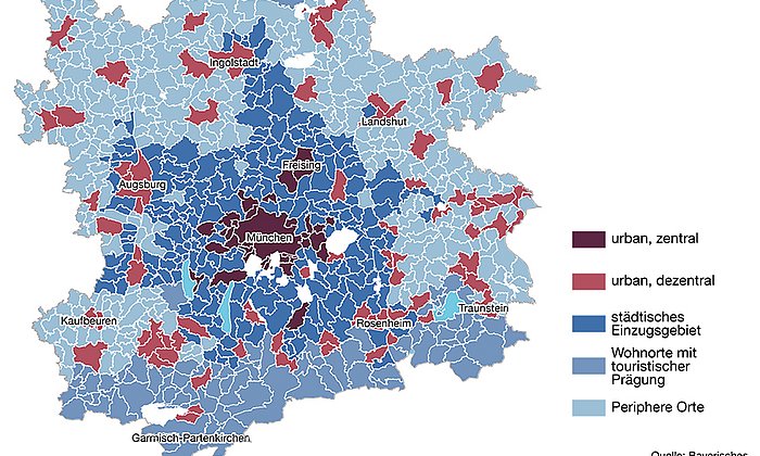 Räumliche-funktionale Strukturcluster der Metropolregion München.