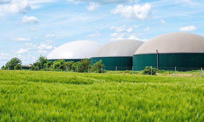 Biogas-Plant in the fields.