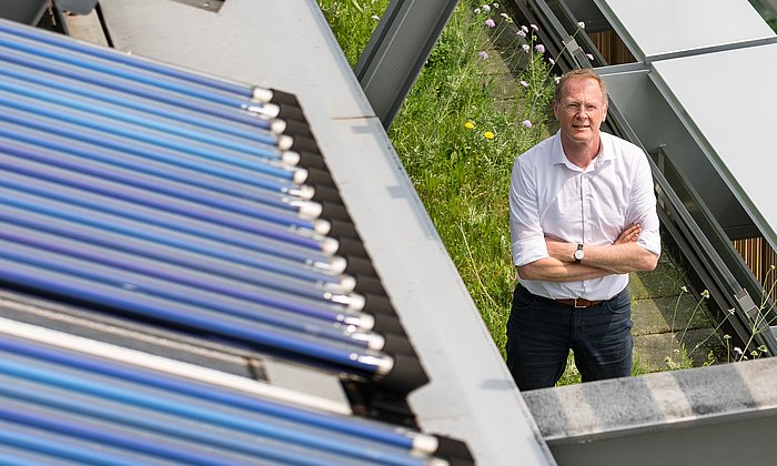 Prof. Werner Lang on the roof of the Oskar-von-Miller-Forum in Munich.