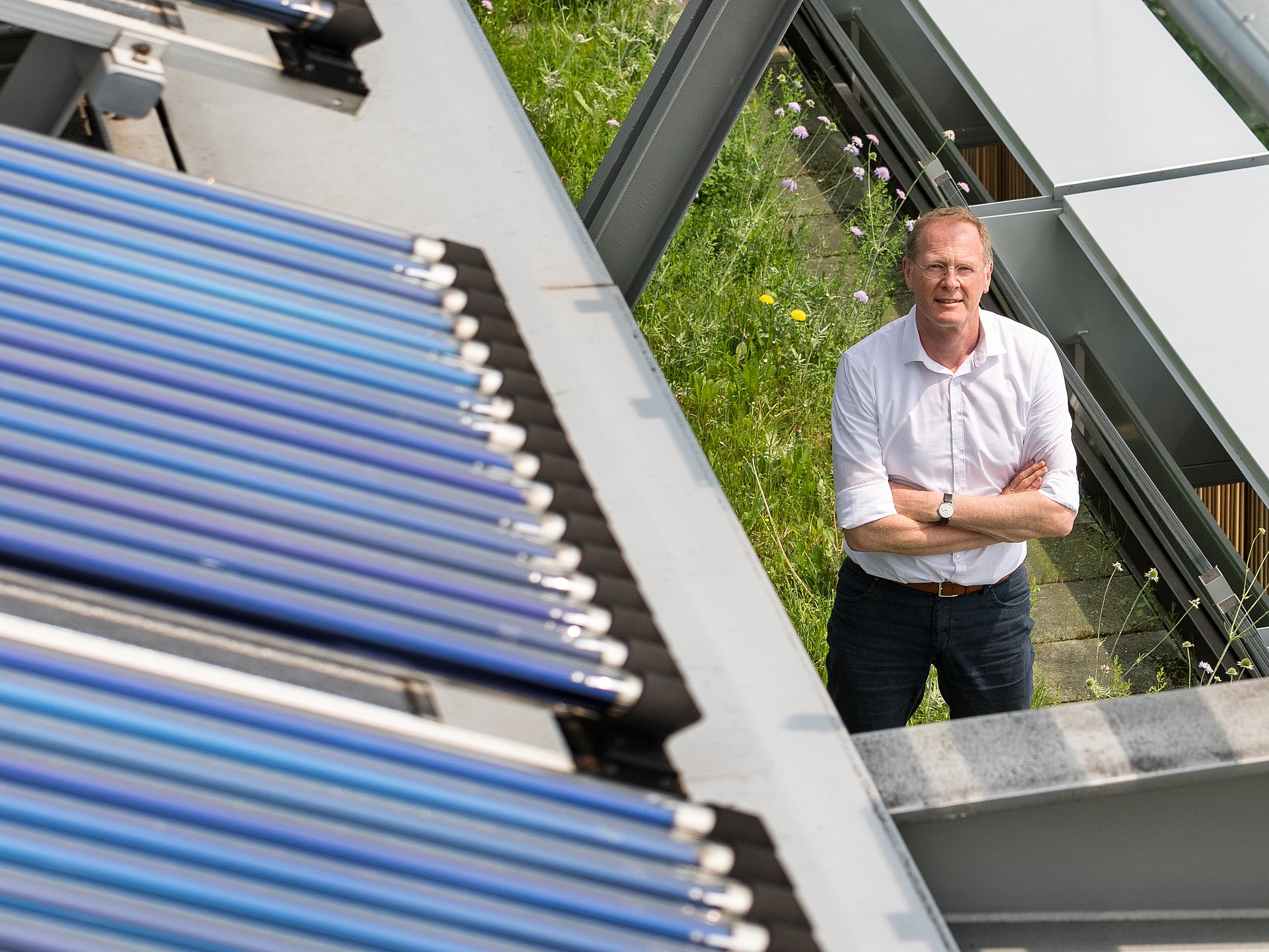 Prof. Werner Lang on the roof of the Oskar-von-Miller-Forum in Munich.