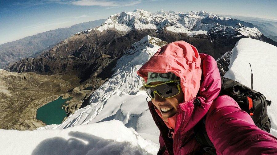 Laura Dahlmeier on a mountain top