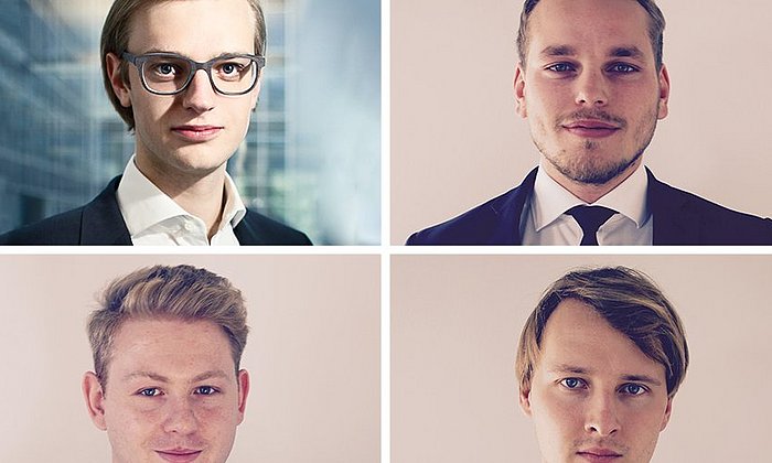 Sie gehören zu den Top "30 Under 30": Alexander Rinke (Celonis), Sinan Denemec, Moritz Knoblauch und David Fehrenbach (iuvas)