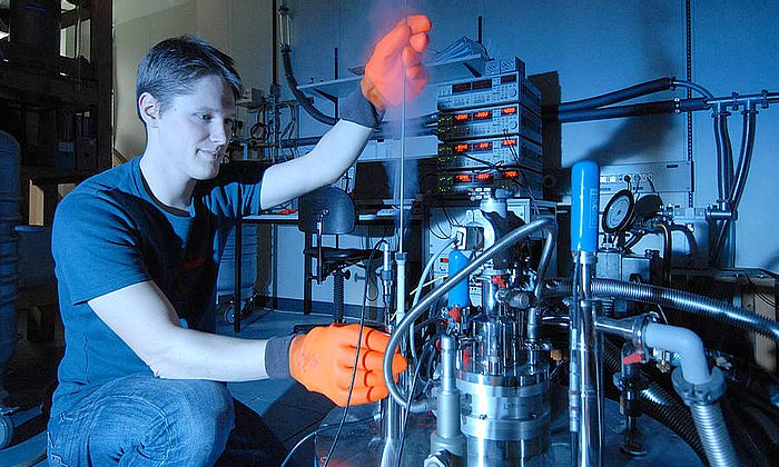 Sebastian Mühlbauer prepares one of his experiments