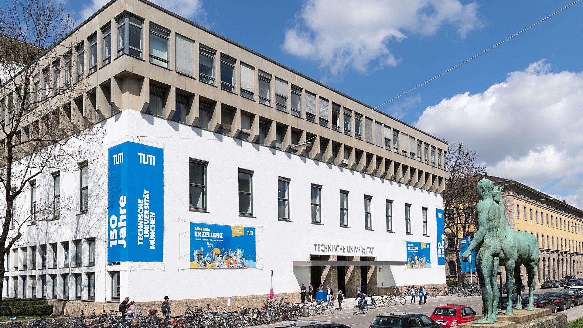 The main building in the year of the university's 150th anniversary, 2018.