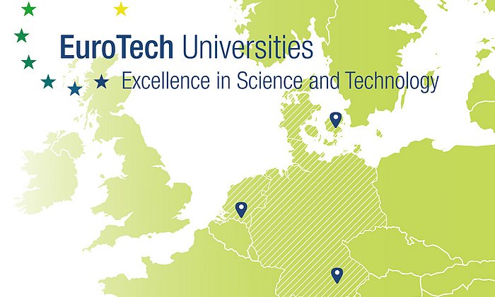 Die vier EuroTech Universitäten: Technical University of Denmark (DTU), Eindhoven University of Technology (TU/e), Ecole Polytechnique Federale de Lausanne (EPFL) und Technische Universität München (TUM).