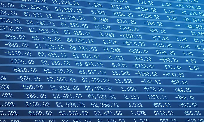 numbers on a digital spreadsheet