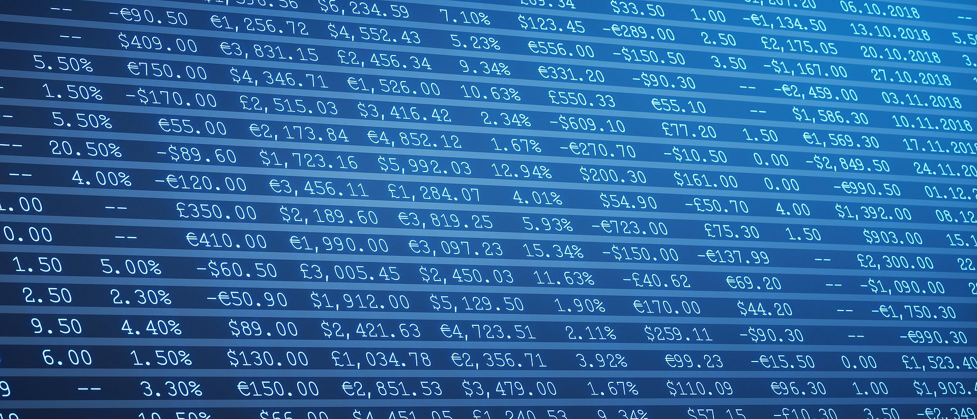 numbers on a digital spreadsheet