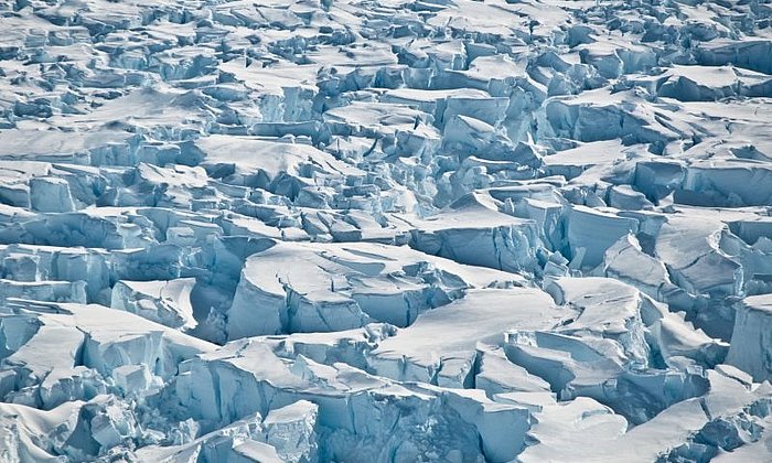 Crevasses near the edge of Pine Island Glacier, Antarctica.