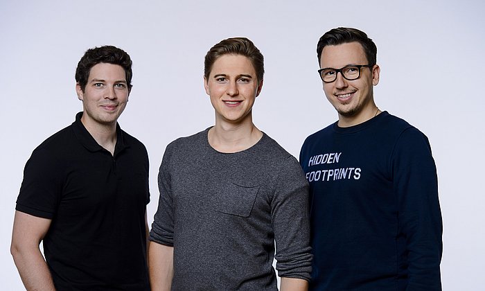 Die Konux-Gründer Denis Humhal (links), Andreas Kunze (mitte) und Vlad Lata.