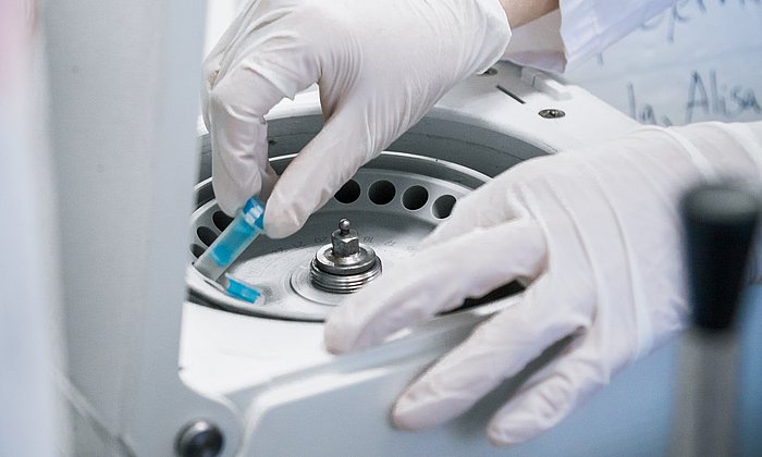 A centrifuge in a laboratory