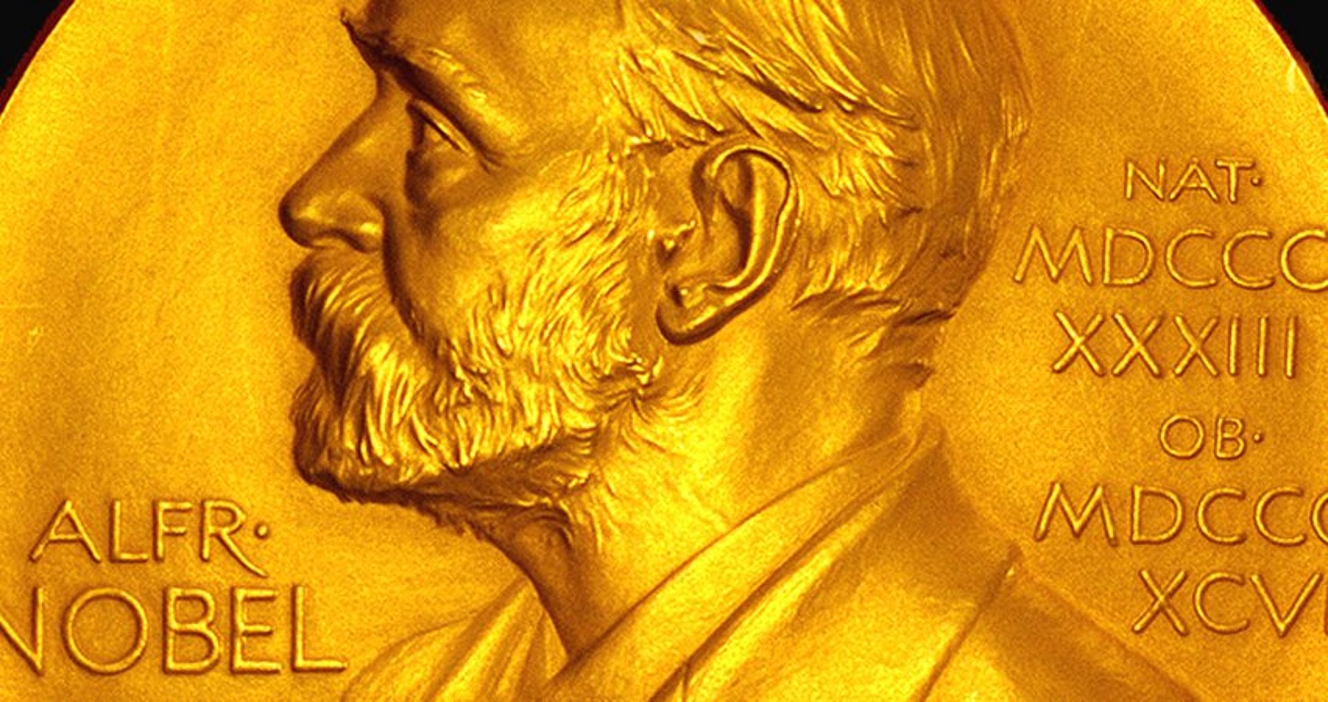 Medaille des Nobelpreises mit dem Porträt des Stifters, Alfred Nobel.