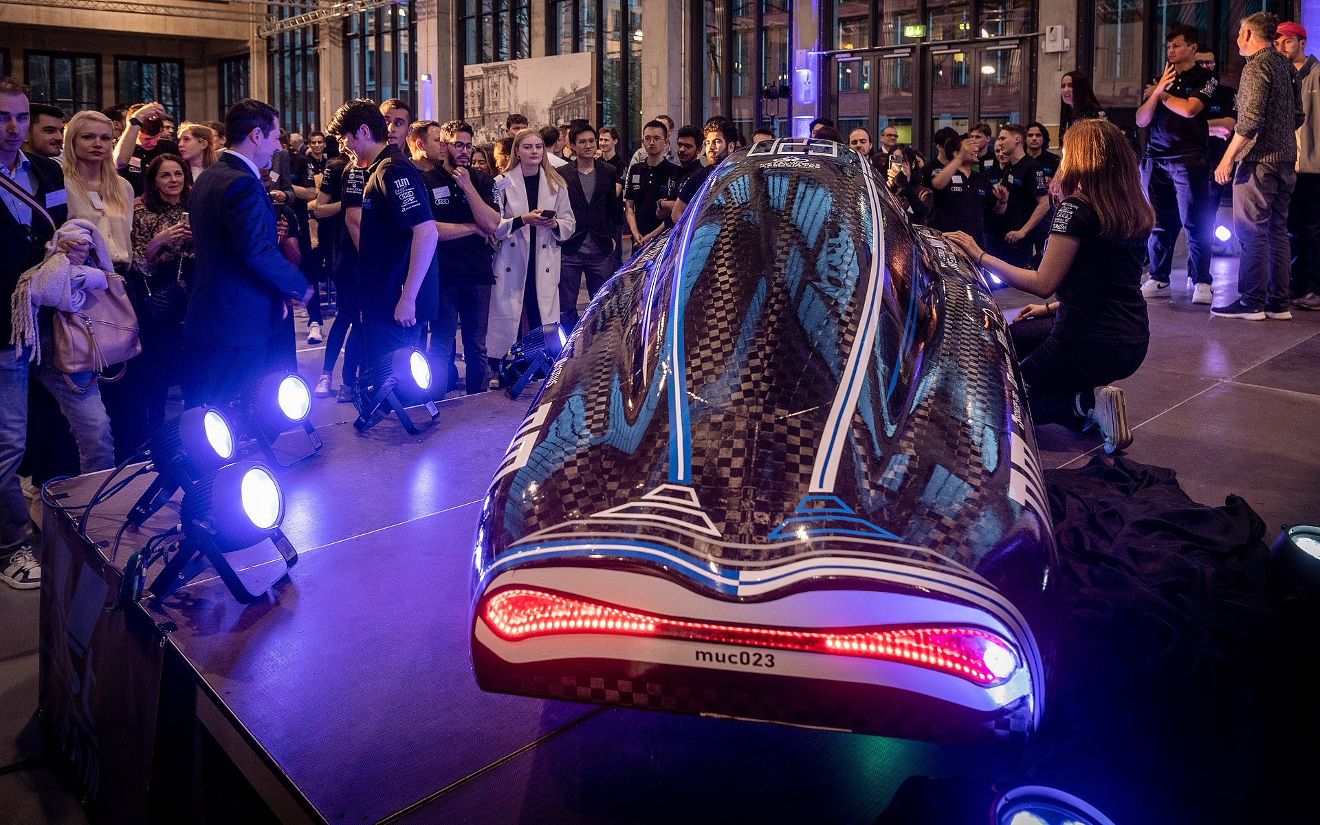 TUfast Eco competes with the muc023 in the Shell Eco Marathon in the Urban Concept category.