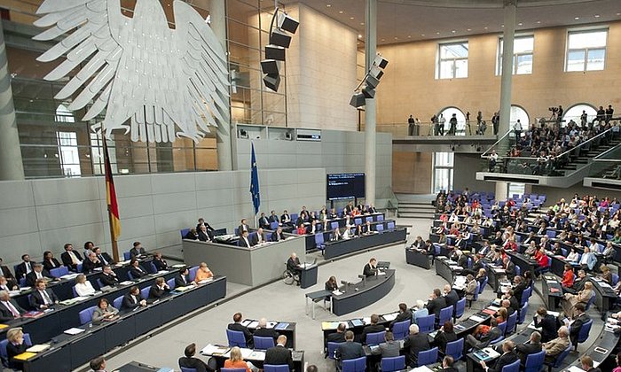 Der Plenarsaal des Deutschen Bundestags.