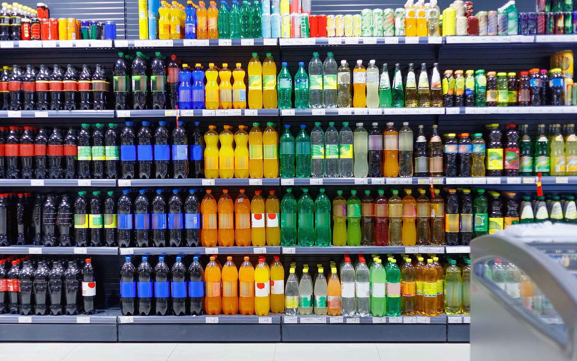 A soda aisle in a super market