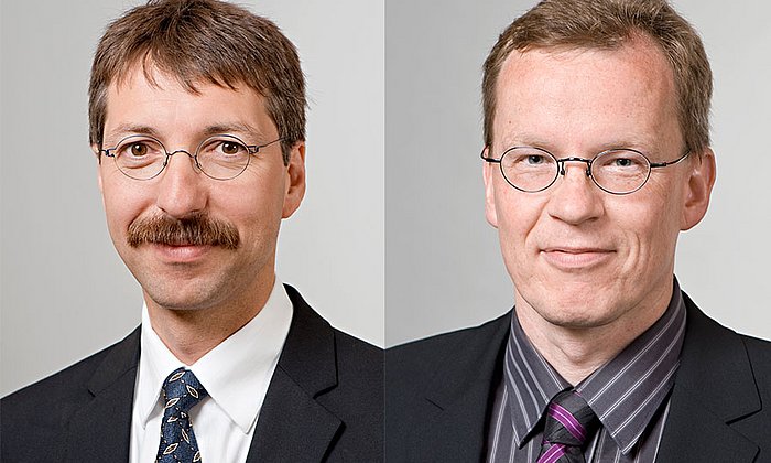 Prof. Dirk Busch und Prof. Michael Sattler. (Bild: A. Heddergott und A. Eckert / TUM)