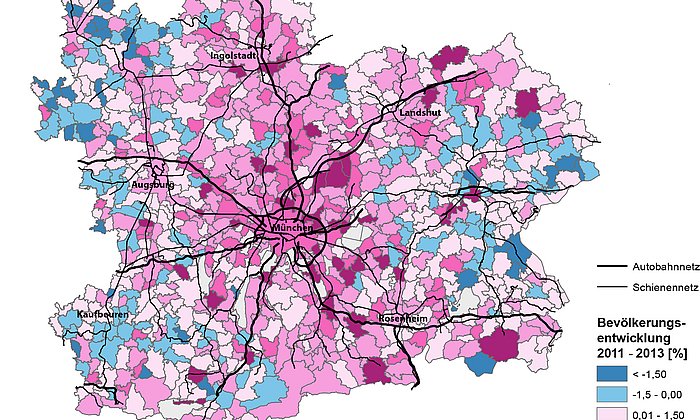 Metropolregion München: Bevölkerungsentwicklung 2011-2013