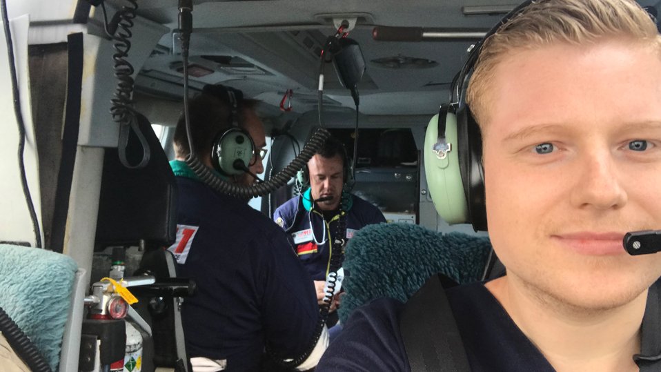 Danilo Hackner in rescue helicopter