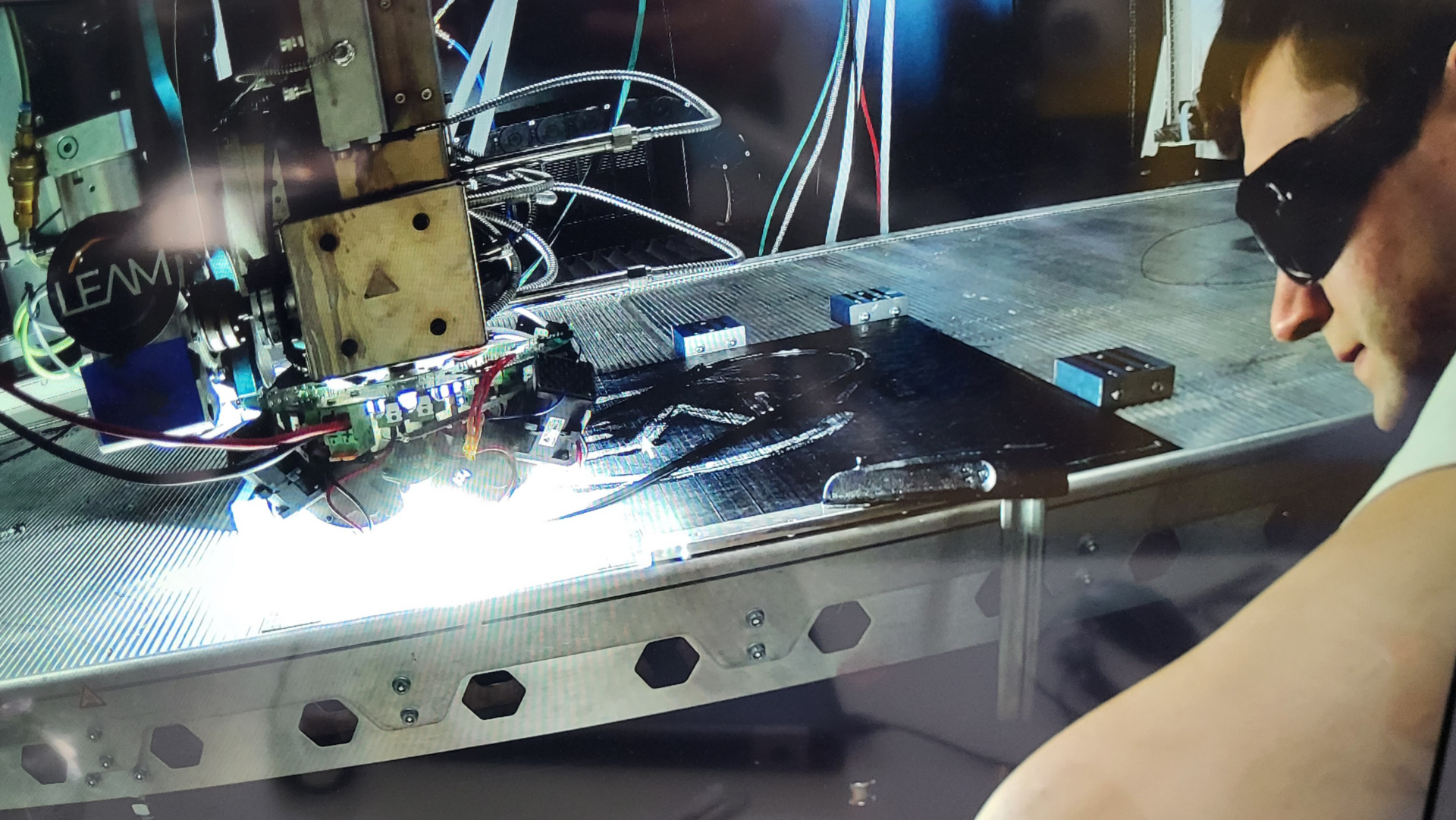 LEAM technology at work. Light helps a 3D printer to better bond print layers together.