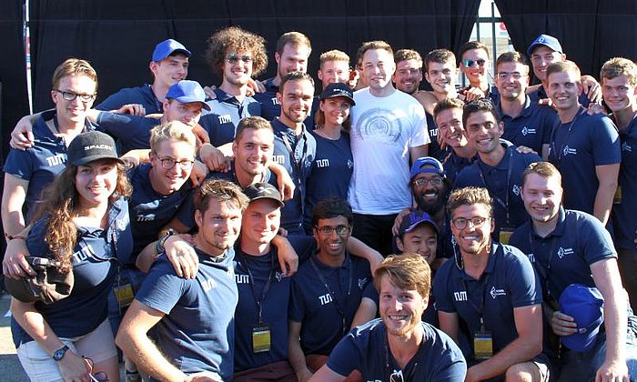 Elon Musk with the WARR Hyperloop Team.