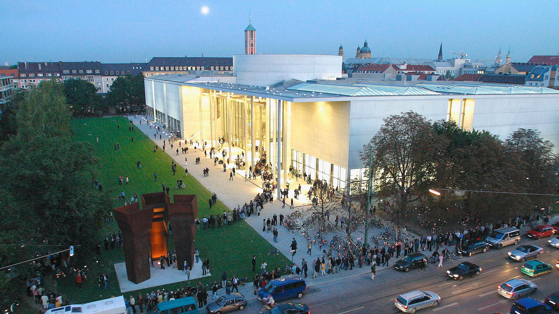 A bird's-eye view of the Pinakothek der Moderne in Munich.