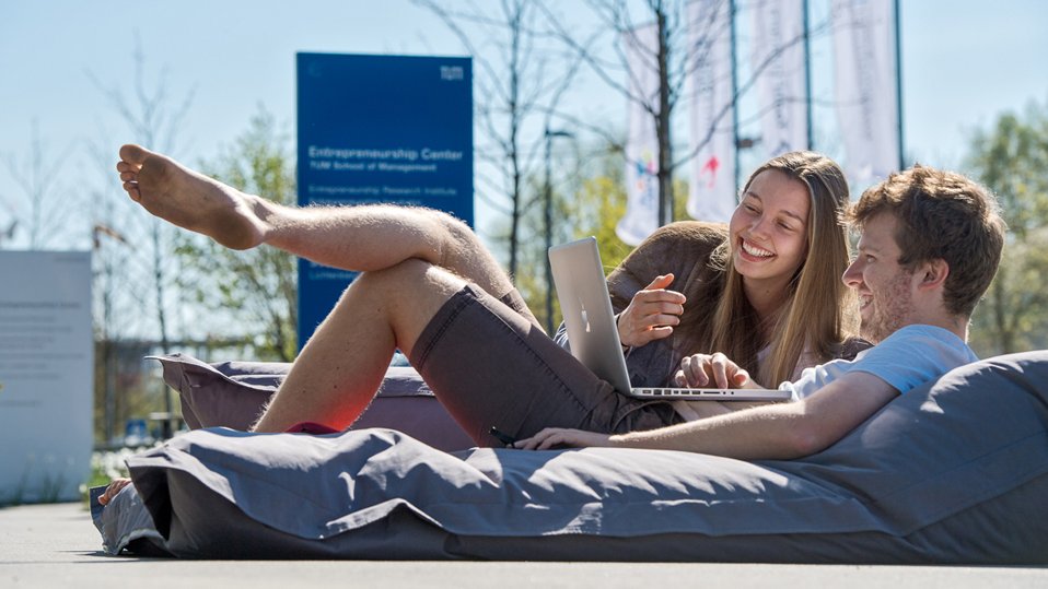 Students on beanbag Students on beanbag