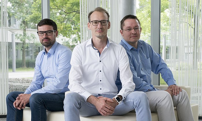The Blickfeld founders Mathias Müller, Florian Petit and Rolf Wojtech (f.l.).