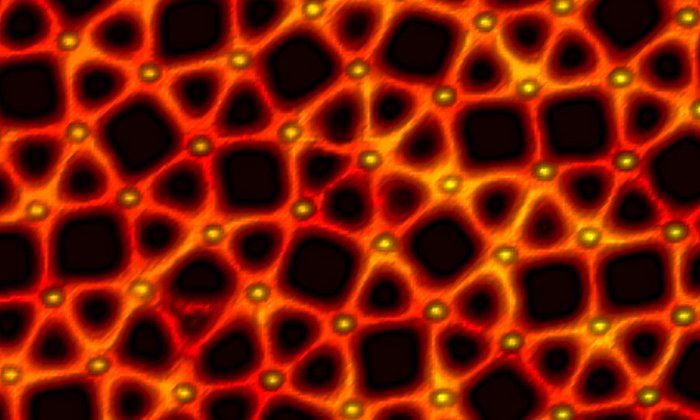 Scanning tunnelling microscopic image of the quasicrystalline network - Image: J. I. Urgel / TUM