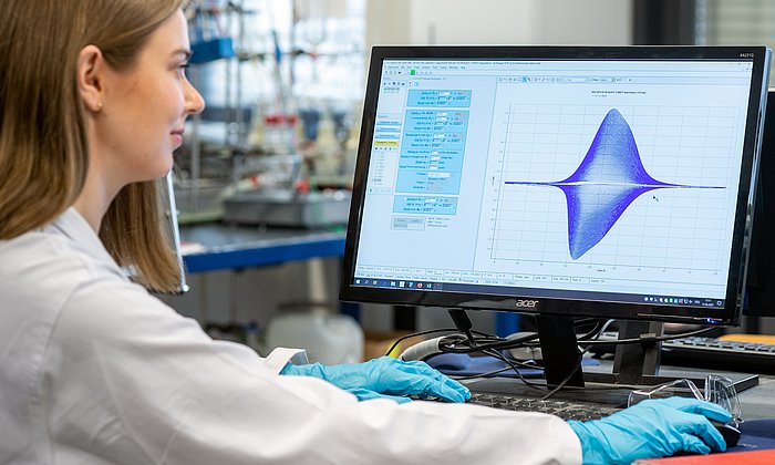 Energy researcher in a lab.