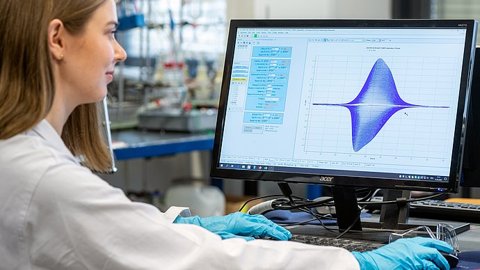 Energy researcher in a lab.