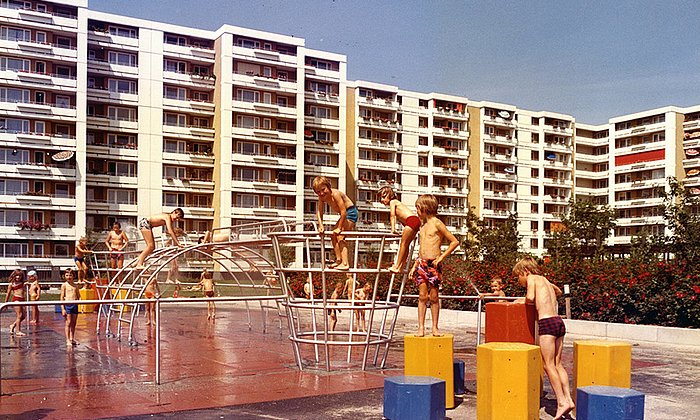 Die Entlastungsstadt München-Neuperlach. (Foto: Kurt Otto / WSB Bayern, Bestand Neue Heimat)