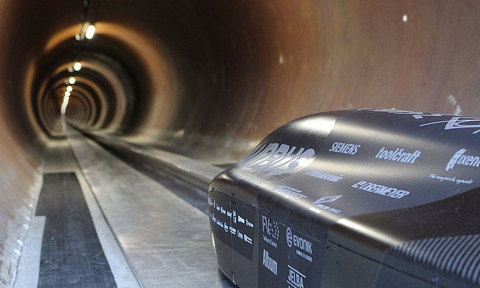The WARR Hyperloop team’s prototype at the test site in Los Angeles. (Photo: WARR Hyperloop Team)