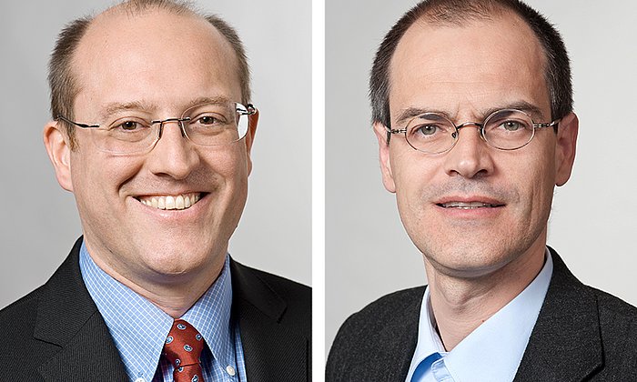 Neue Mitglieder in der Bayerischen Akademie der Wissenschaften: Prof. Gerhard Kramer und Prof. Matthias Rief (Foto: A. Eckert und A. Heddergott / TUM)