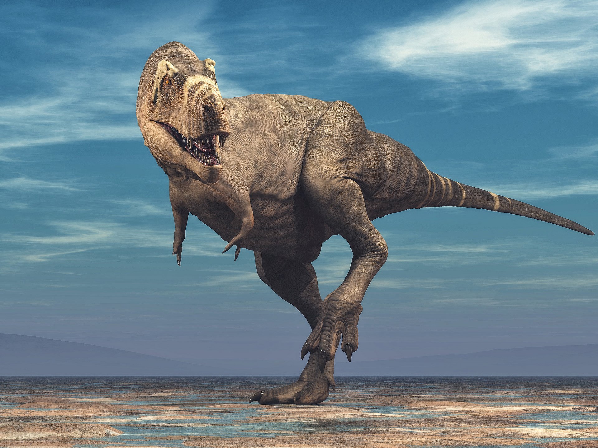 TUM scientist investigates alligator hearing strategies. (Bild: Orla/iStock) Illustration of Tyrannosaurus Rex.