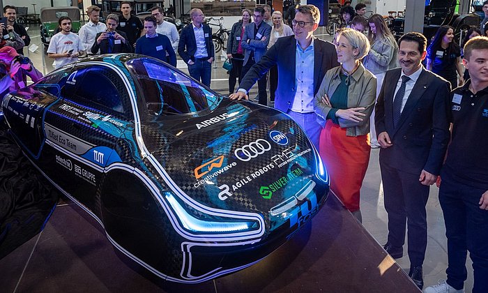 Presentation of the TUfast team's new 2023 racing car at the Deutsches Museum's Transport Centre.
